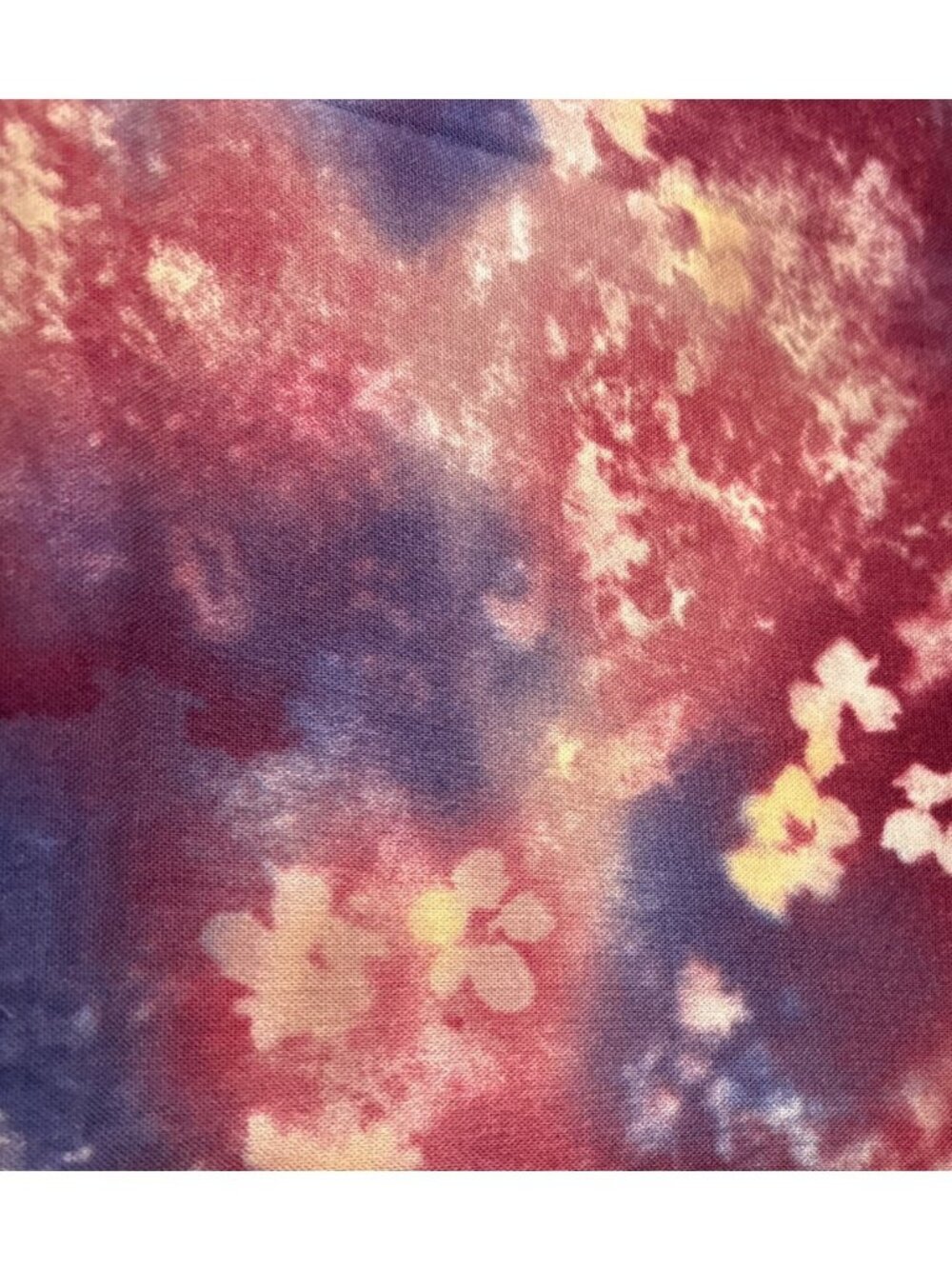 Floral Tie-Dye Cotton Fabric Piece 18x34" Multicolor DIY Sewing - Picture 6 of 12